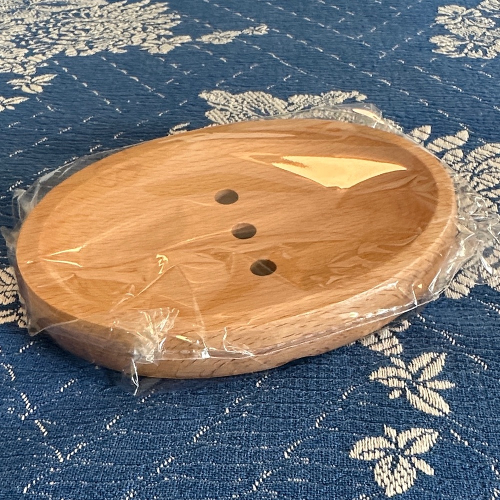 Oval Wood Soap Dish - Natural Wood Finish